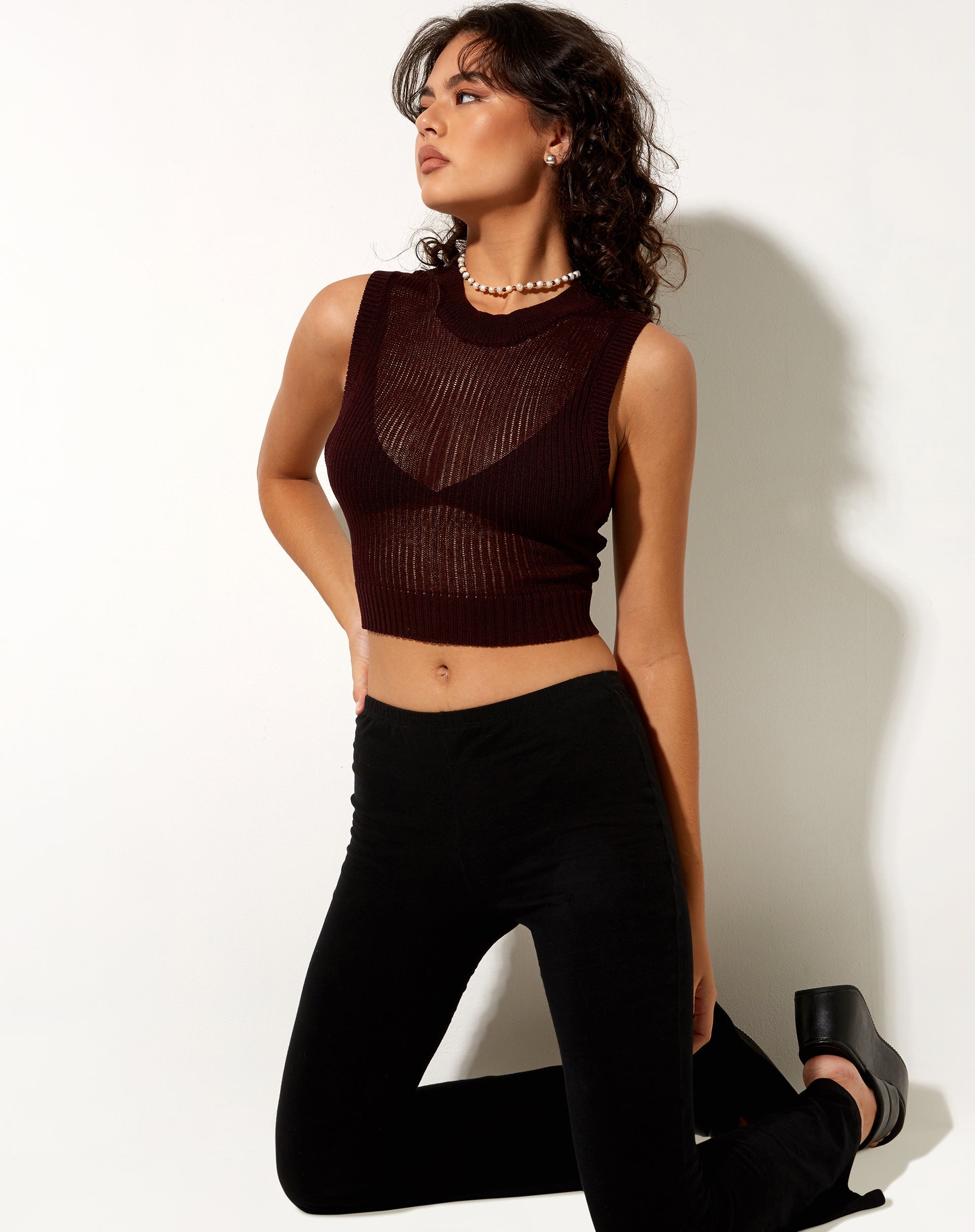 Imagen de Juniper Vest Top de punto Chocolate amargo