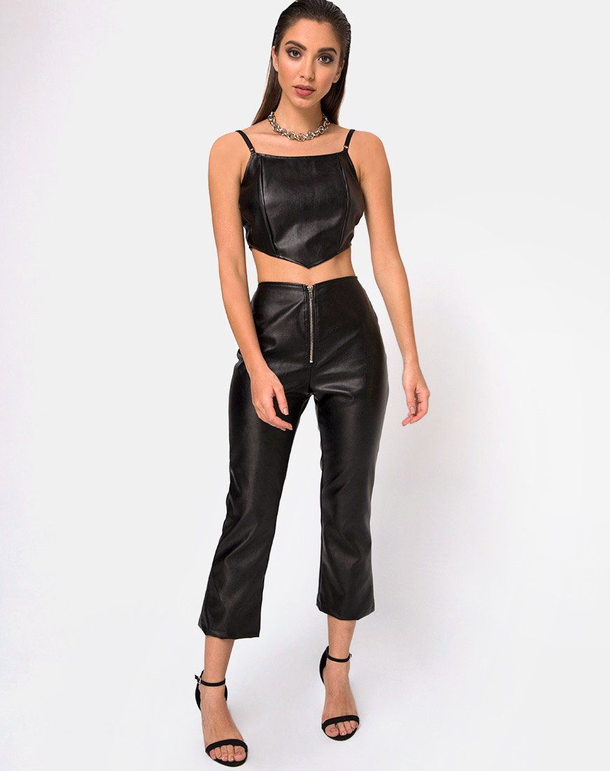 Imagen de Justine Top en piel vegana Negro