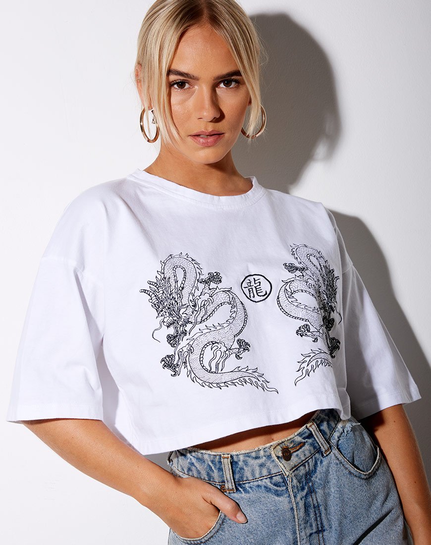 Camiseta Kai en blanco Yin Yang Dragon Embro