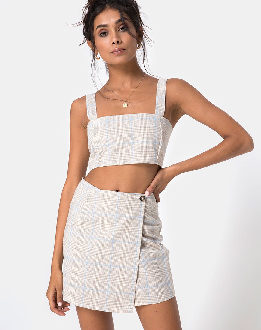 Imagen de Kaira Crop Top en Tonal Plaid Almond