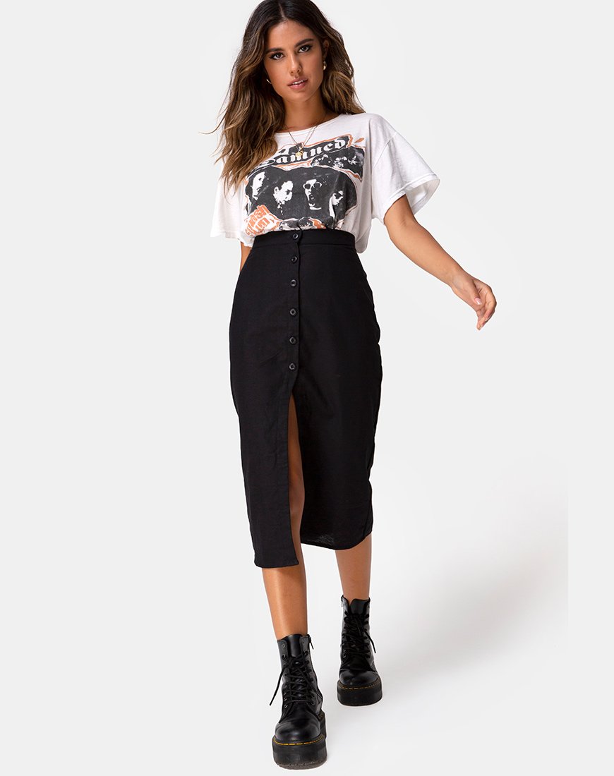 Kaisa Falda Midi Negra
