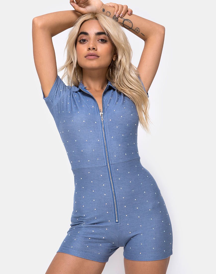 Imagen de Kajoon Playsuit en denim azul Hot Fix