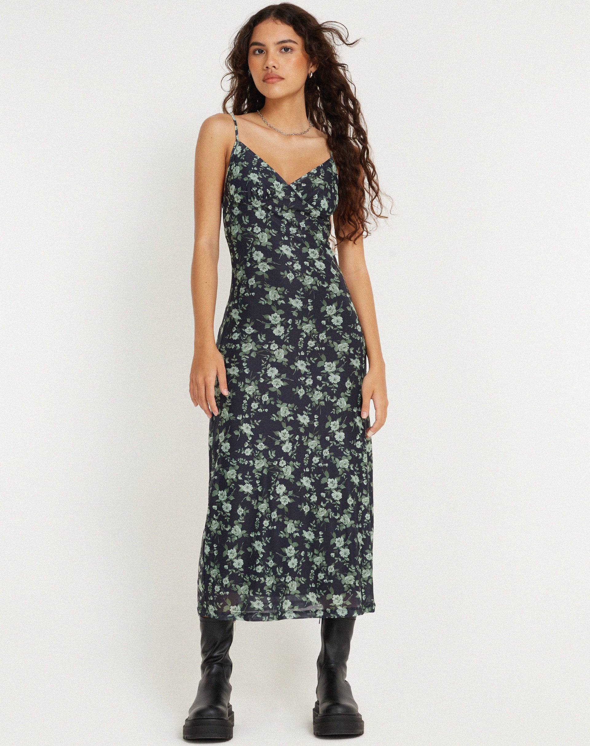 Vestido Kalana Midi Verde Floral
