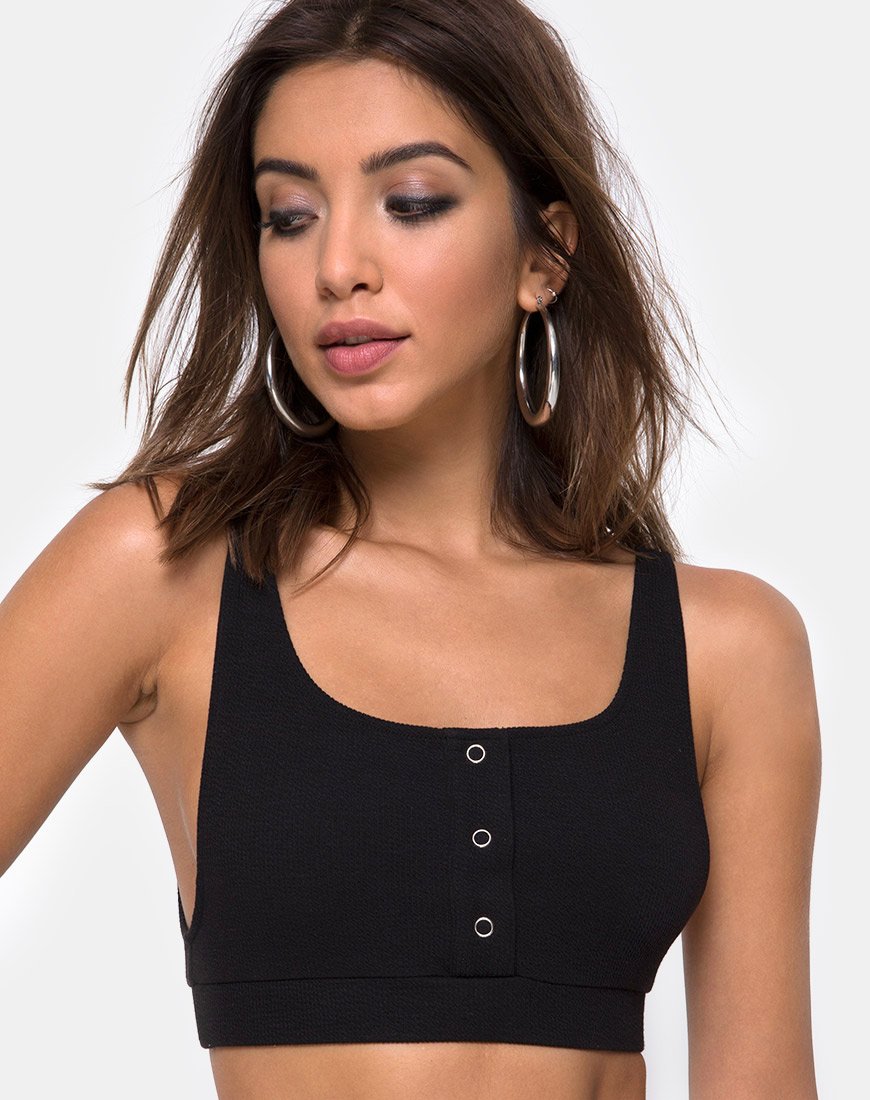 Kalica Crop Top de canalé negro