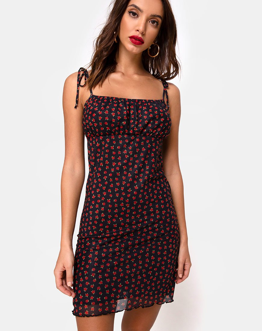 Vestido Kaline en Red Rosa Lunar