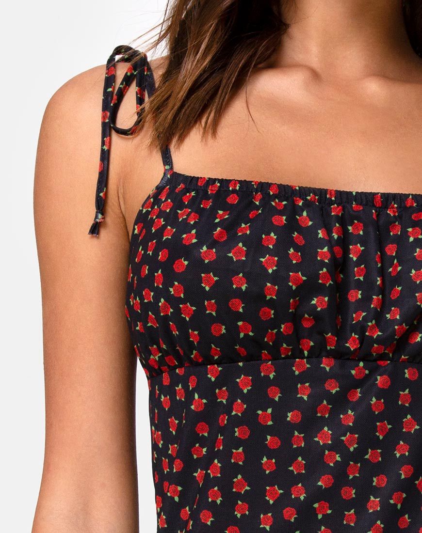 Imagen del vestido Kaline en red rosa de lunares
