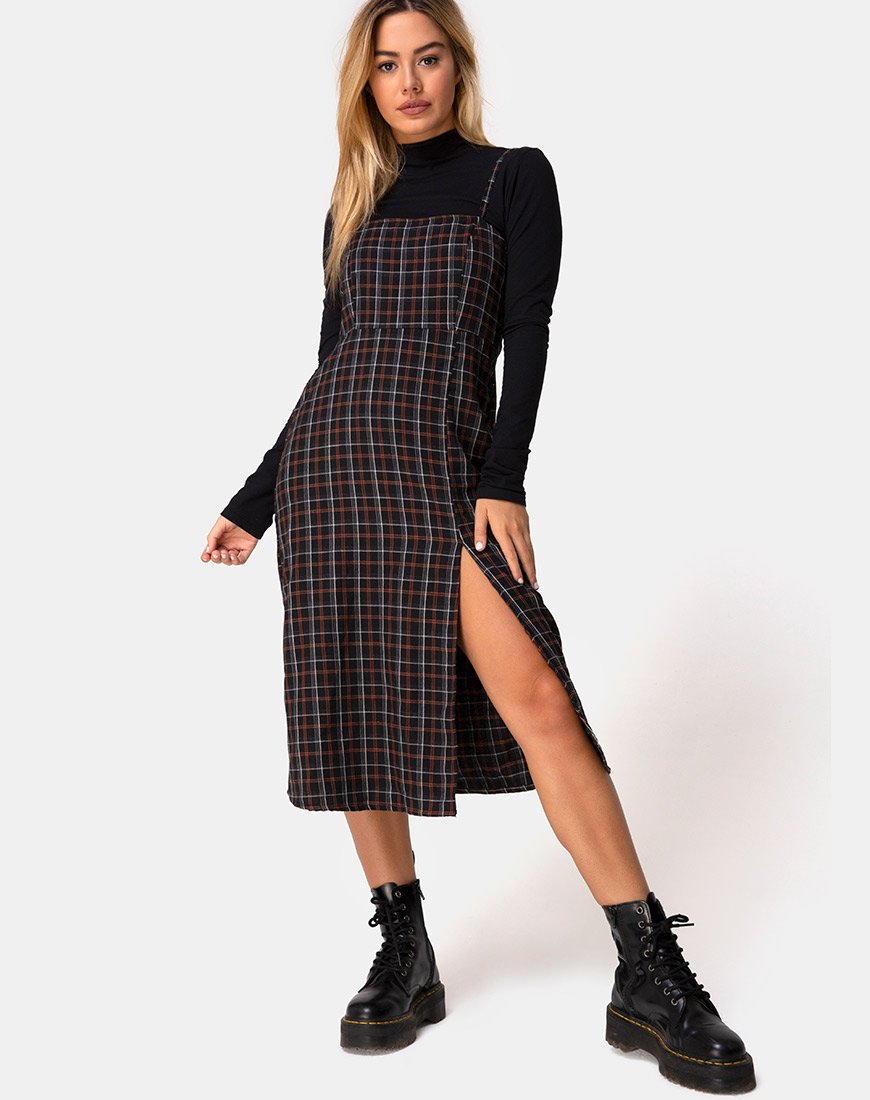 Imagen de Kaoya Midi Dress in Check Black and Orange