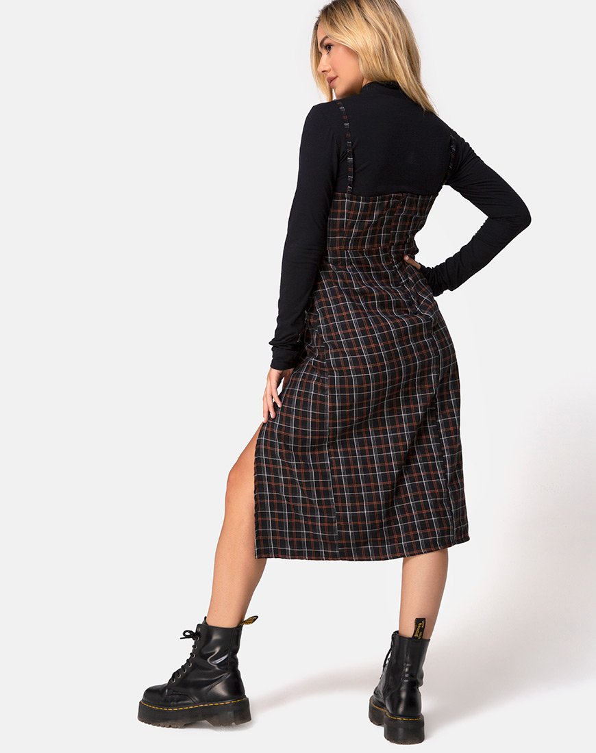 Imagen de Kaoya Midi Dress in Check Black and Orange