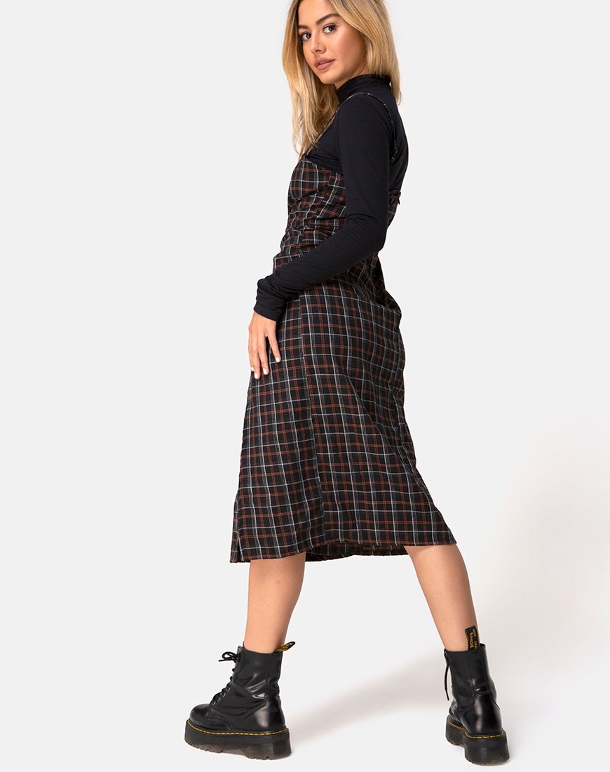 Imagen de Kaoya Midi Dress in Check Black and Orange