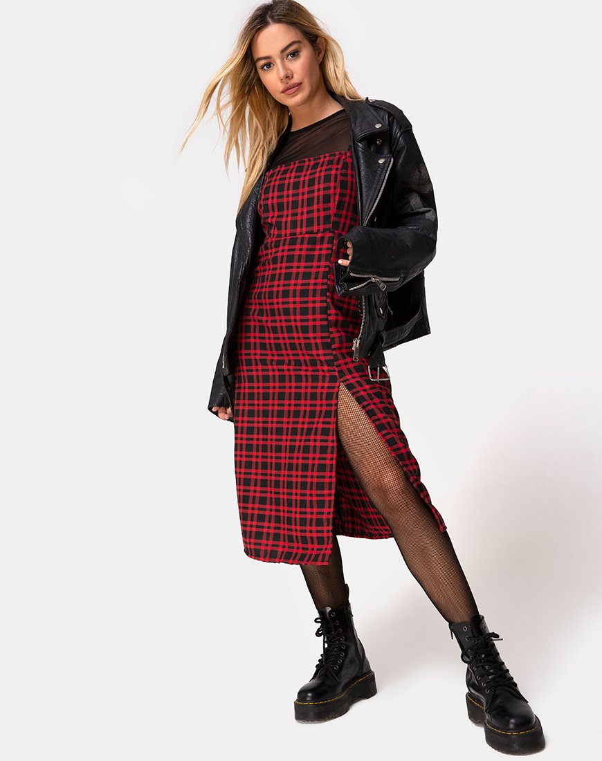 Imagen de Kaoya Midi Dress in Check Red and Black