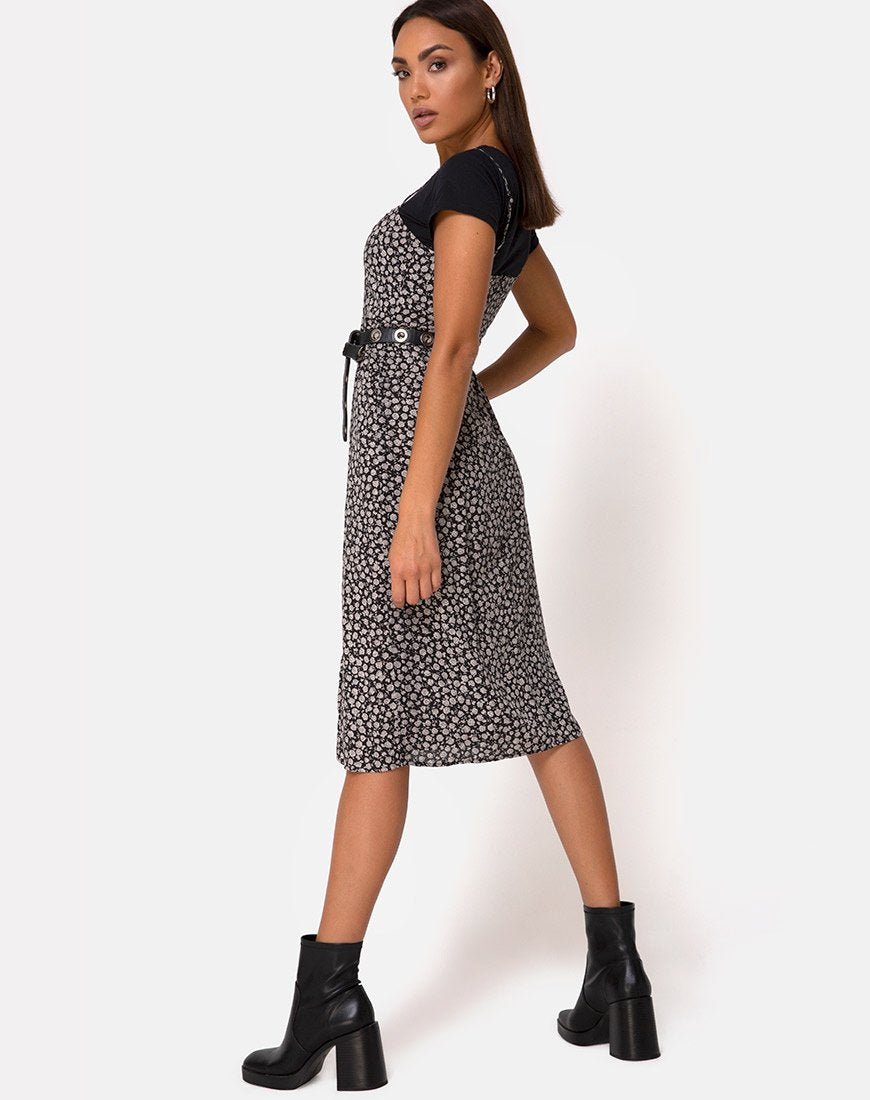 Vestido Kaoya Midi en Ditsy Rose Negro