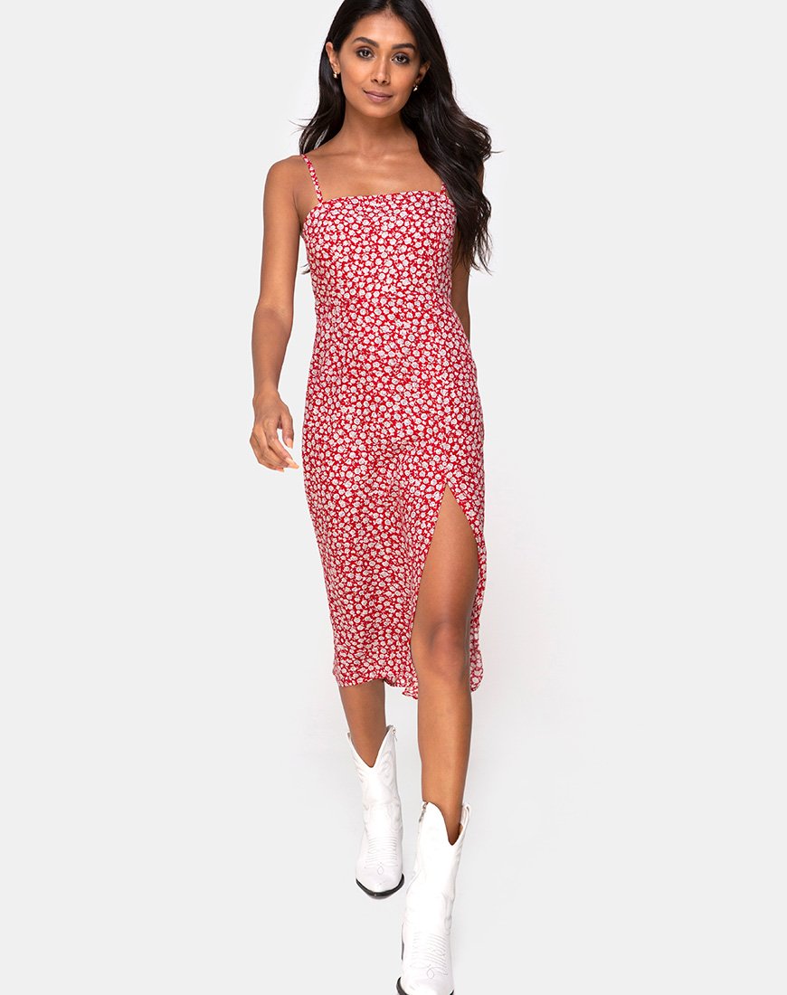 Vestido Kaoya Midi en Ditsy Rose Red