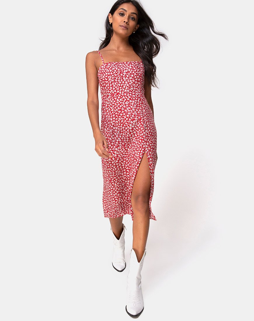 Imagen de Kaoya Midi Dress in Ditsy Rose Red