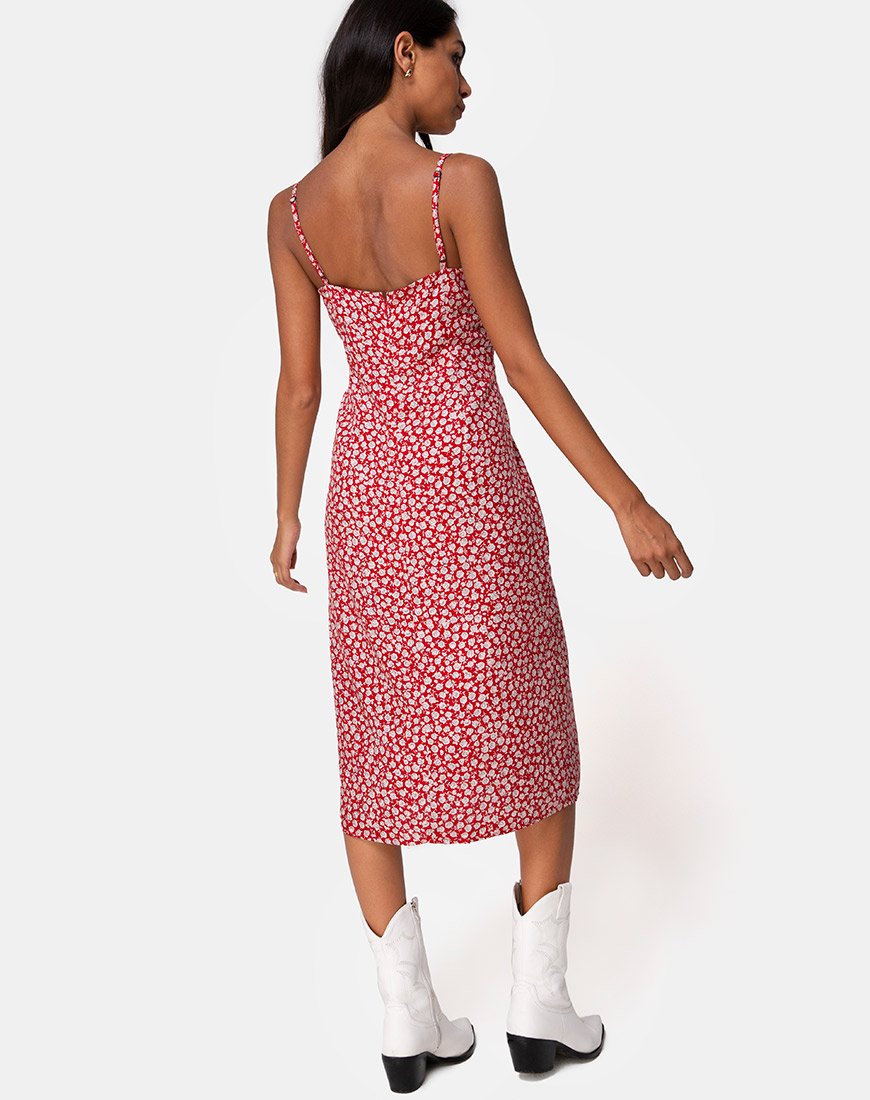 Vestido Kaoya Midi en Ditsy Rose Red