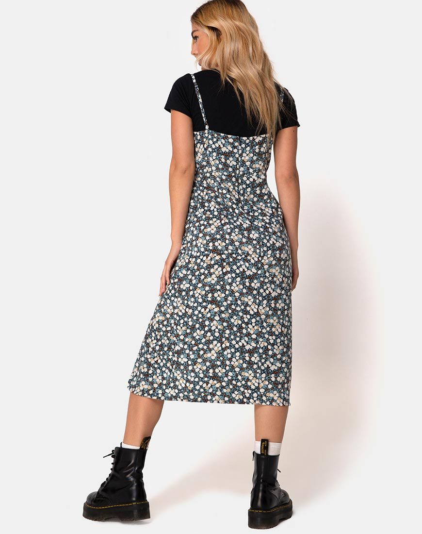 Imagen de Vestido Kaoya en Campo Floral Azul Marino