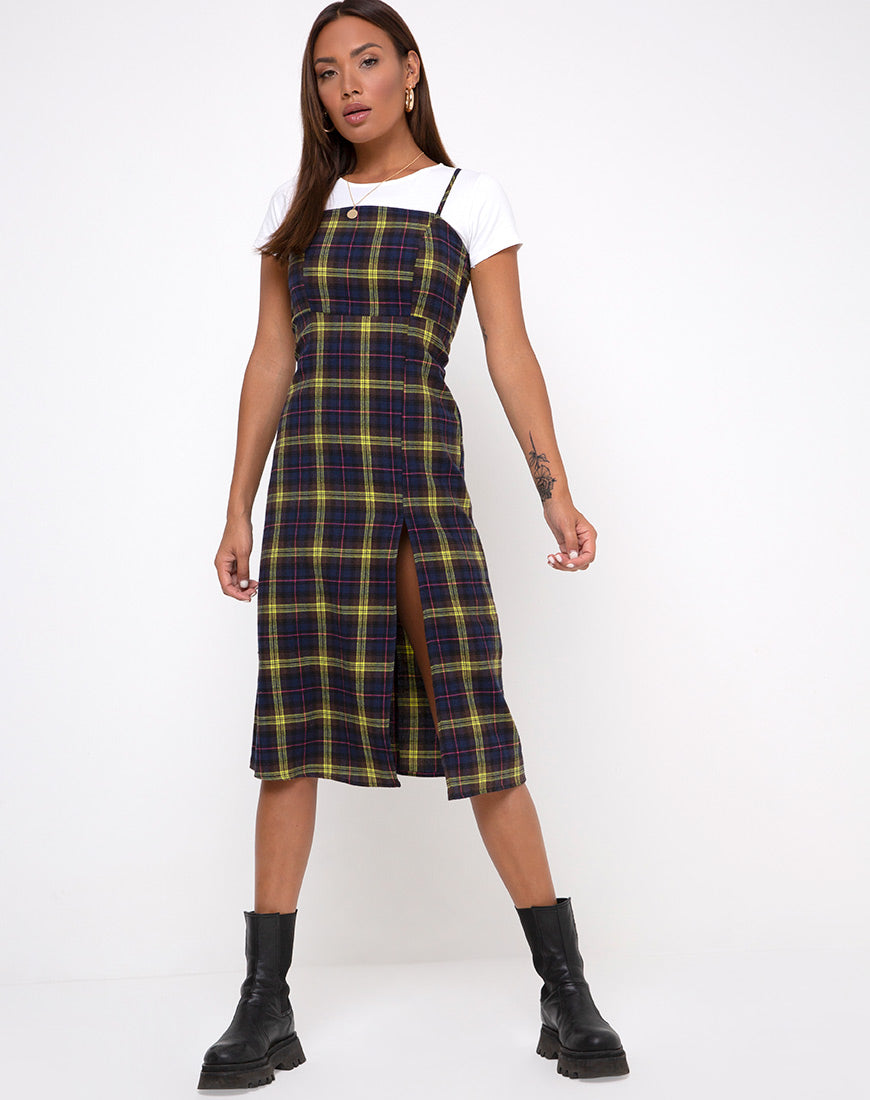 Vestido Kaoya a cuadros marrón amarillos