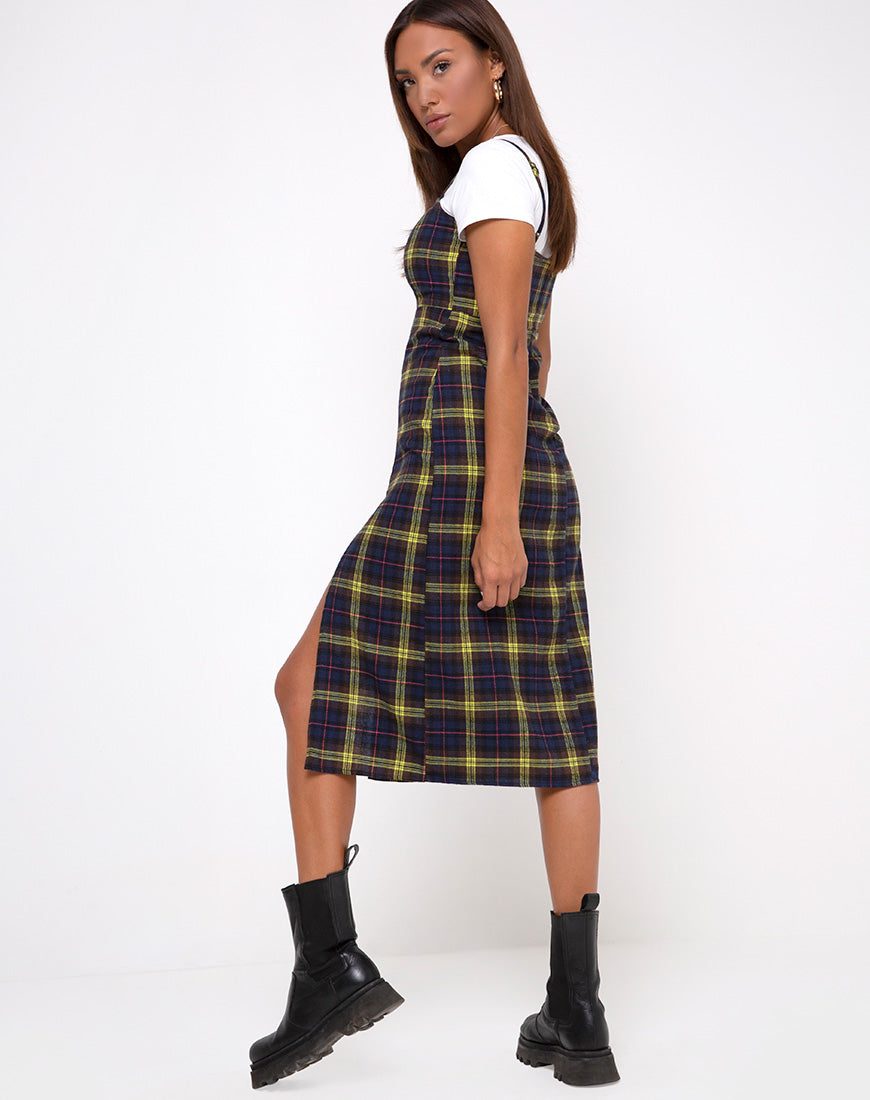 Vestido Kaoya a cuadros marrón amarillos