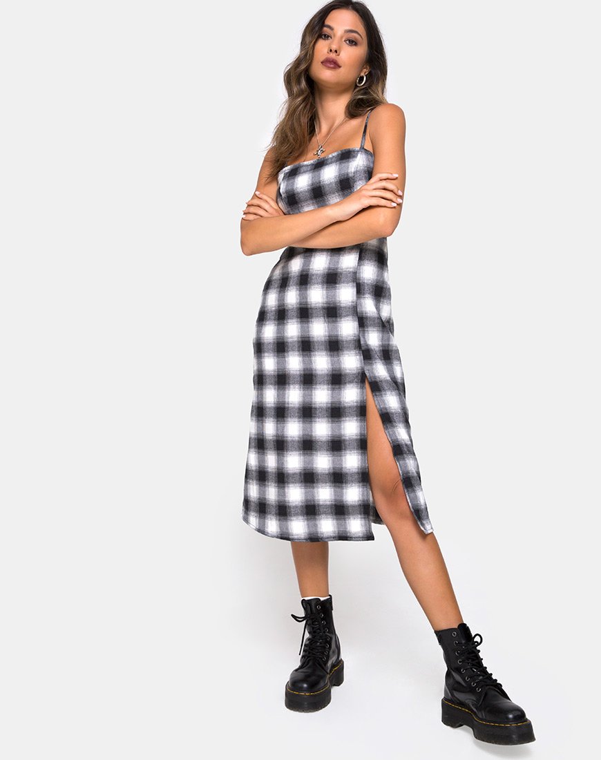Imagen de Kaoya Dress in Plaid Black White