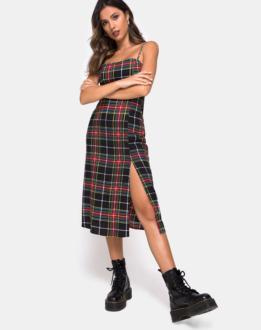 Imagen de Kaoya Vestido a cuadros Rojo Verde Amarillo Negro