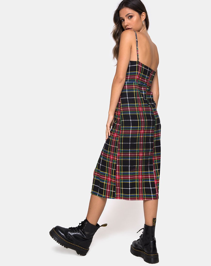 Vestido Kaoya a cuadros Rojo Verde Amarillo Negro