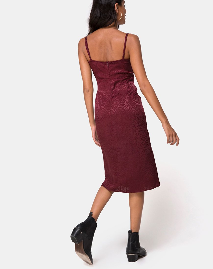 Vestido Kaoya Midi en Satén Chita Borgoña