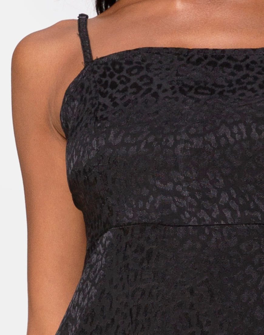Imagen de Kaoya Midi Dress in Satin Cheetah Black
