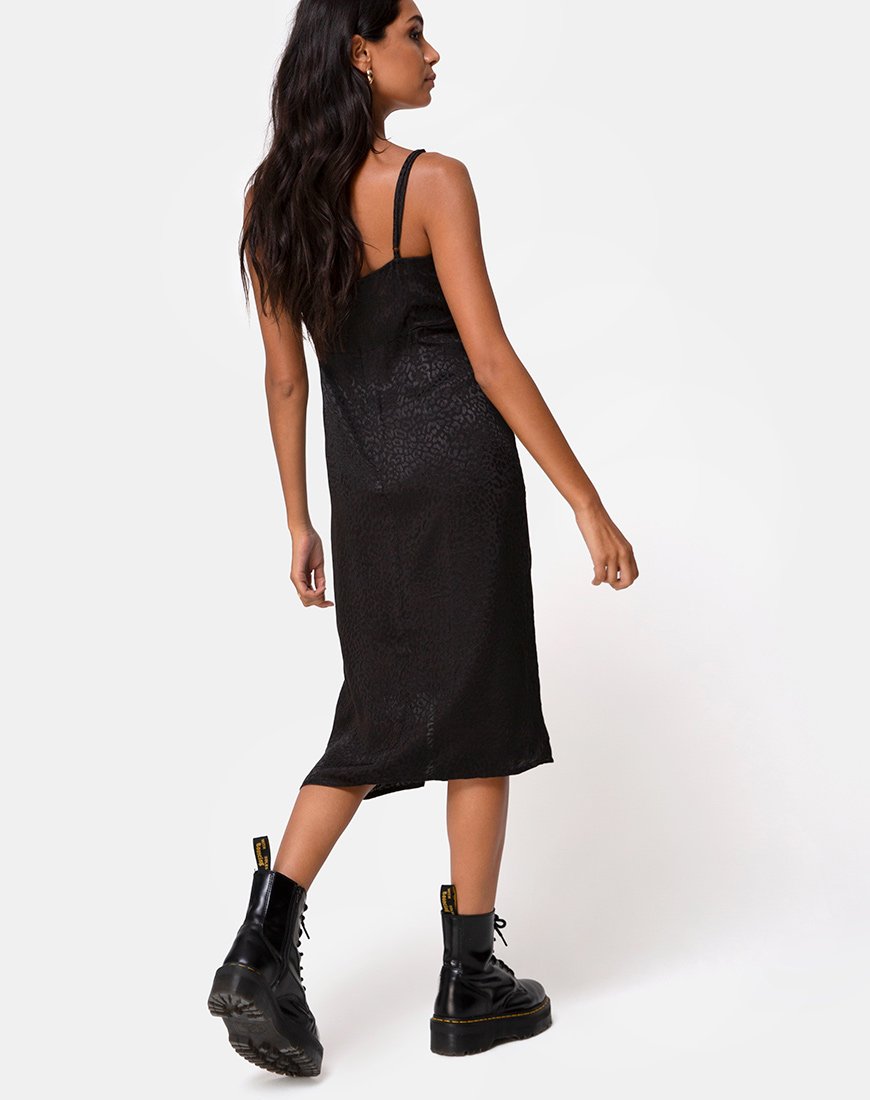 Vestido Kaoya Midi en Satén Chita Negro