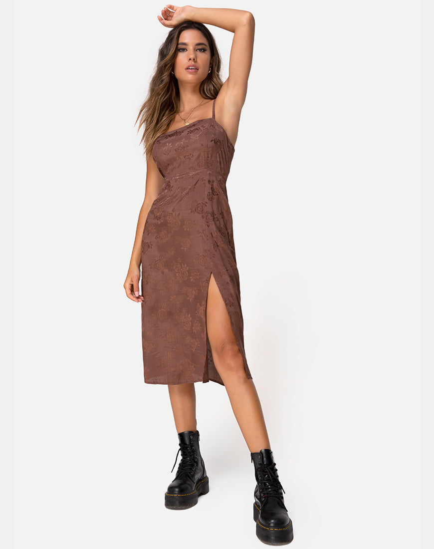 Imagen de Kaoya Vestido Midi en Satén Rosa Chocolate
