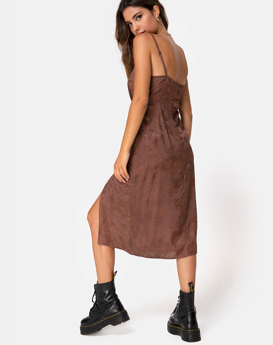 Imagen de Kaoya Vestido Midi en Satén Rosa Chocolate