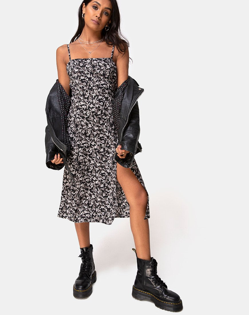 Vestido Kaoya Midi en Wild Tulip Negro