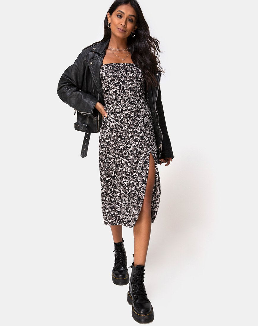 Vestido Kaoya Midi en Wild Tulip Negro