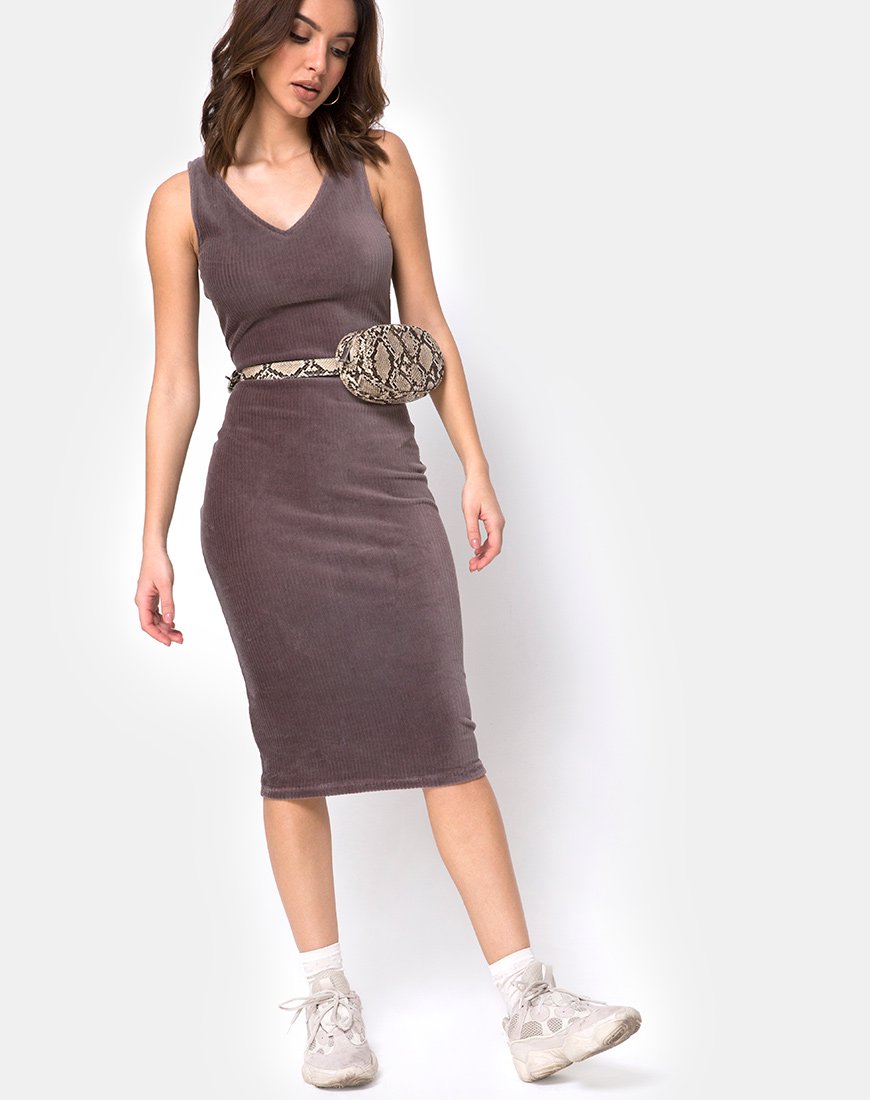 Imagen de Kardie Bodycon Dress in Mocha Velvet Rib
