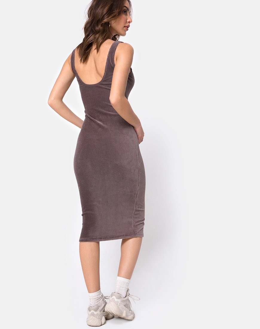 Imagen de Kardie Bodycon Dress in Mocha Velvet Rib