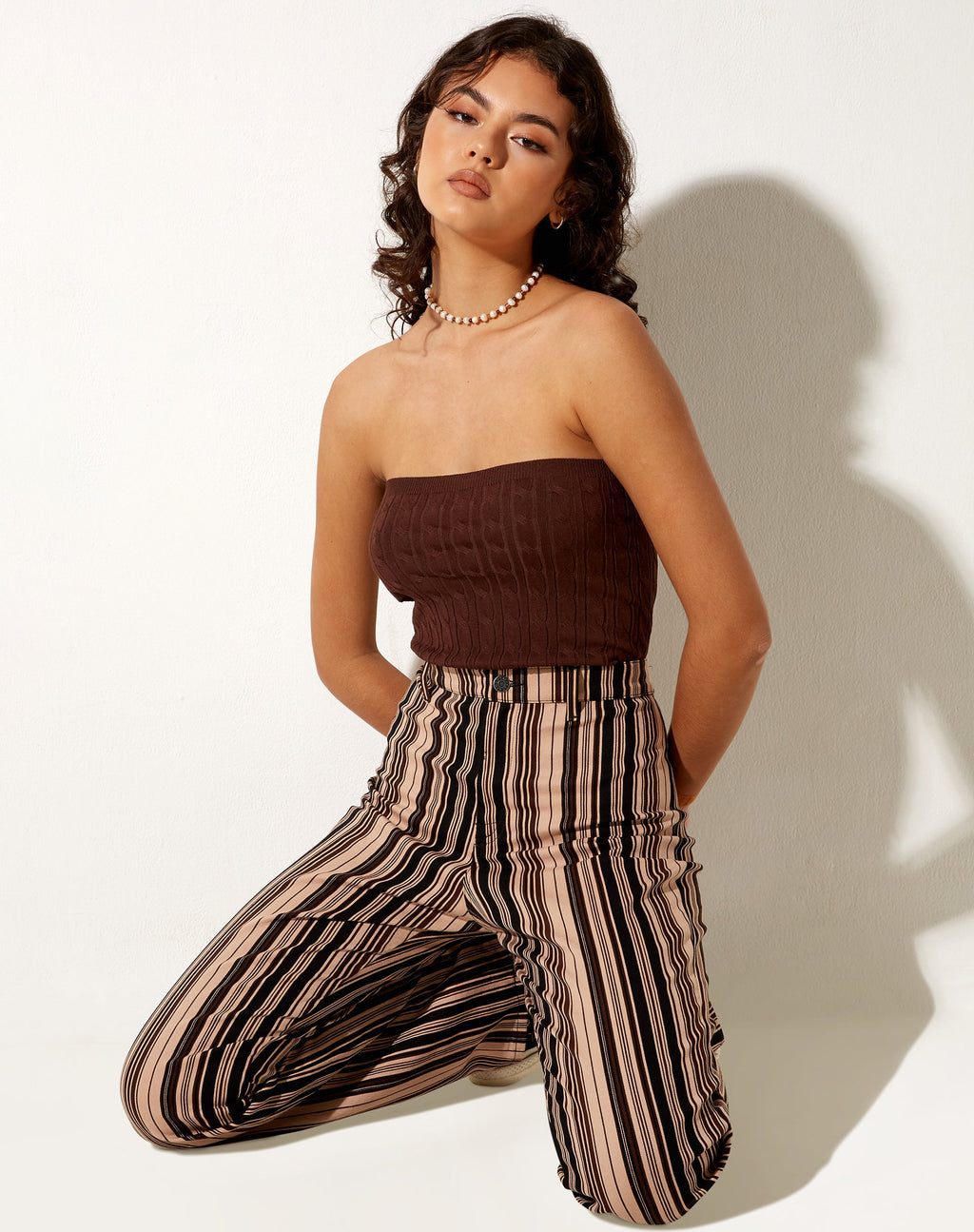 Top Karen Bandeau en punto Chocolate