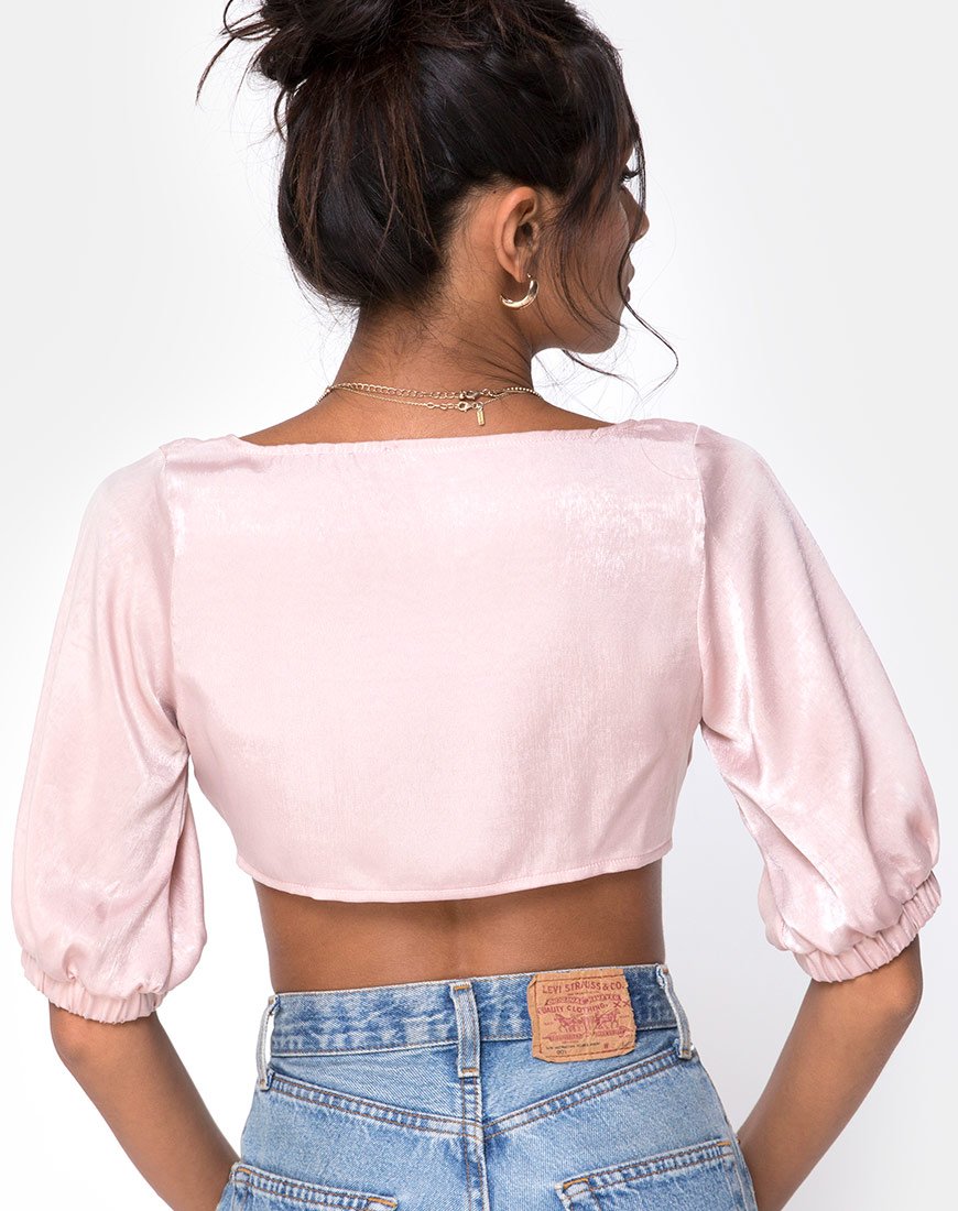 Imagen de Kavida Crop Top de satén Dusty Rose