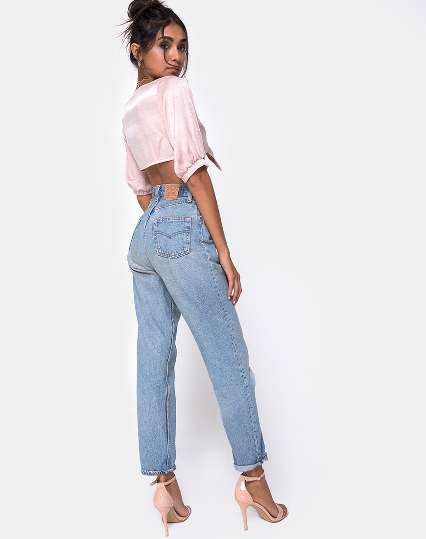 Imagen de Kavida Crop Top de satén Dusty Rose