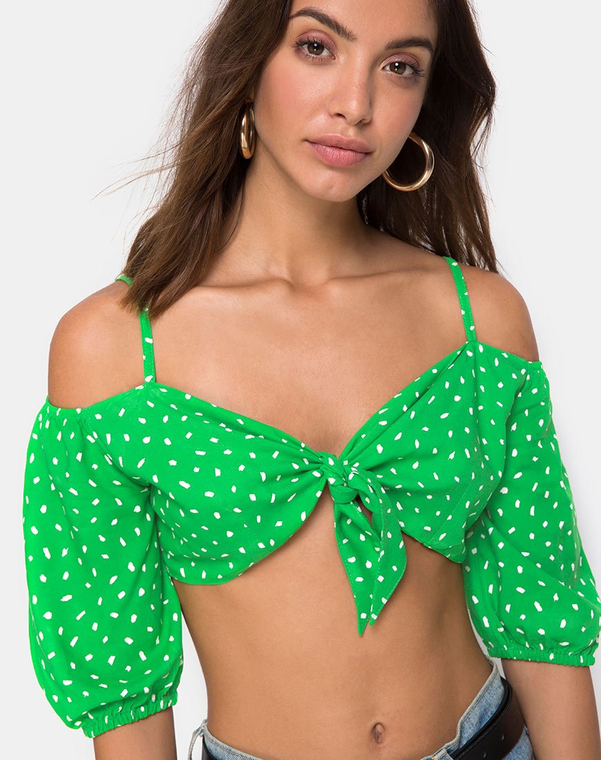 Crop Top Kavon de Lunares Diana Verde