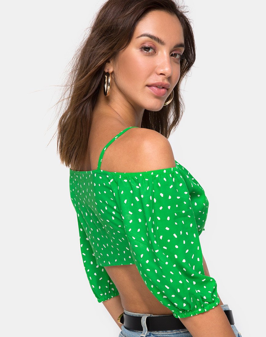 Crop Top Kavon de Lunares Diana Verde