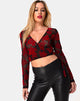 Imagen de Kayak Wrap Top en romántica rosa roja Flock