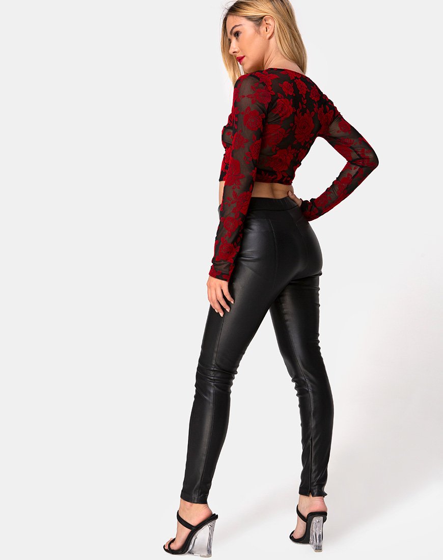 Imagen de Kayak Wrap Top en romántica rosa roja Flock