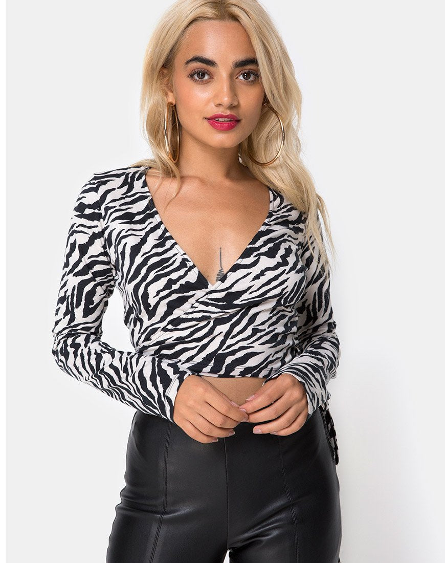 Imagen de Kayak Wrap Top en 90s Zebra