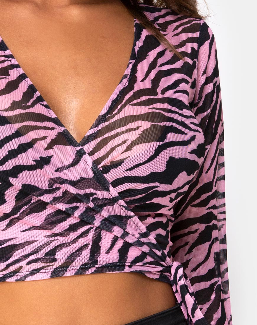 Imagen de Kayak Wrap Top en malla Blush Zebra