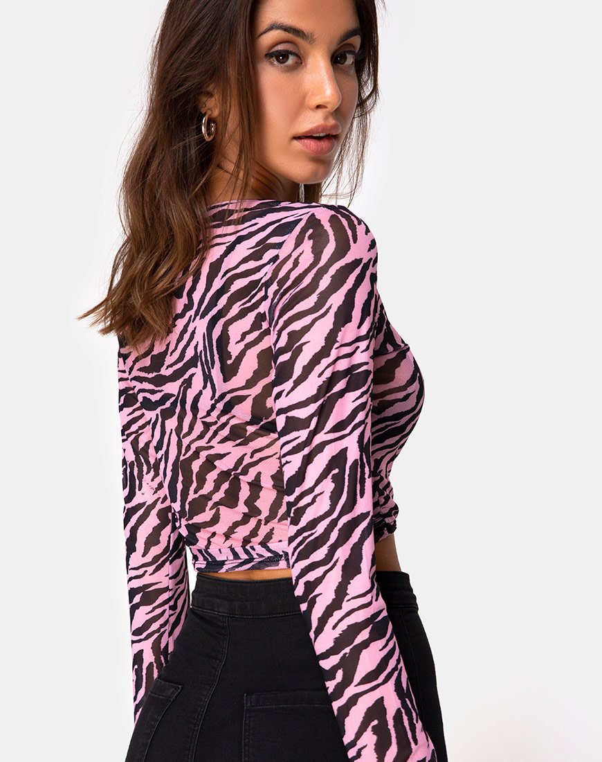 Imagen de Kayak Wrap Top en malla Blush Zebra
