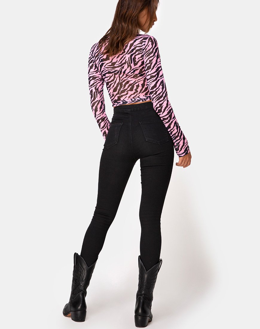 Imagen de Kayak Wrap Top en malla Blush Zebra