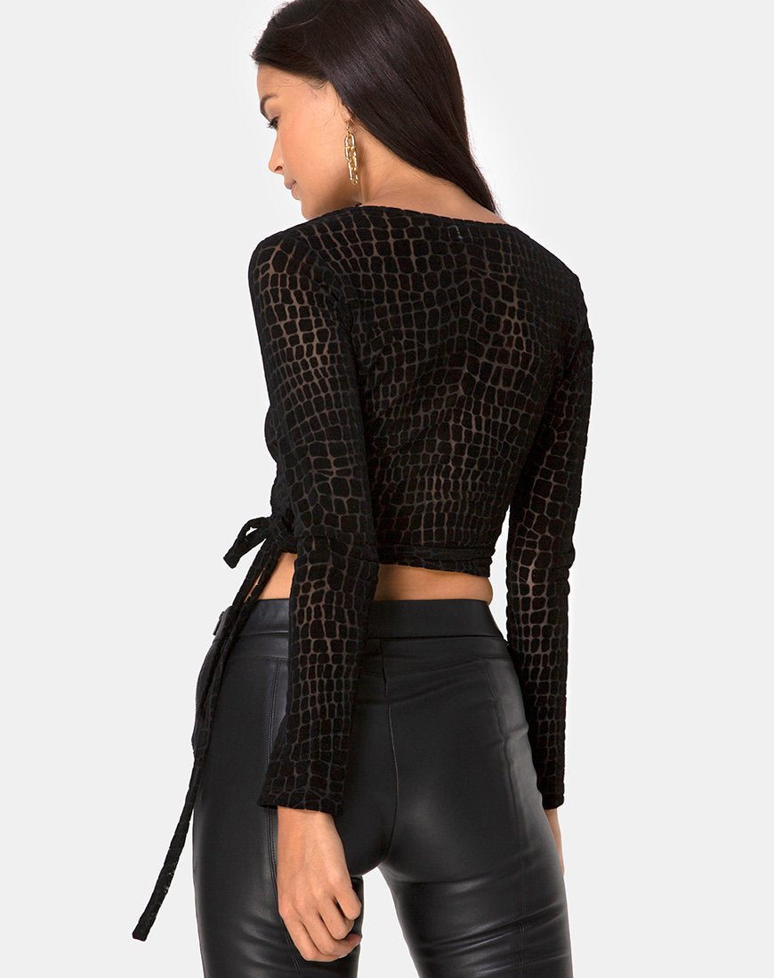 Kayak Wrap Top en Croc Flock Negro