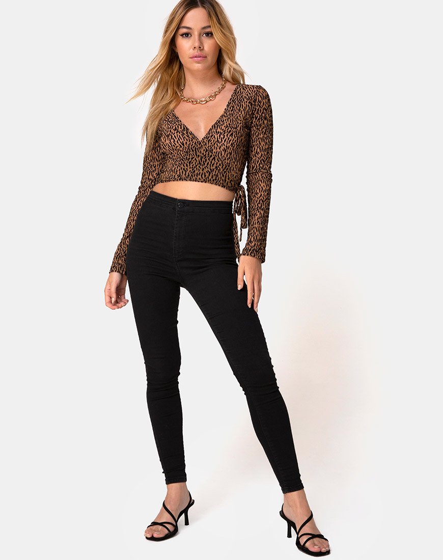 Imagen de Kayak Wrap Top en Red Tan Animal Flock