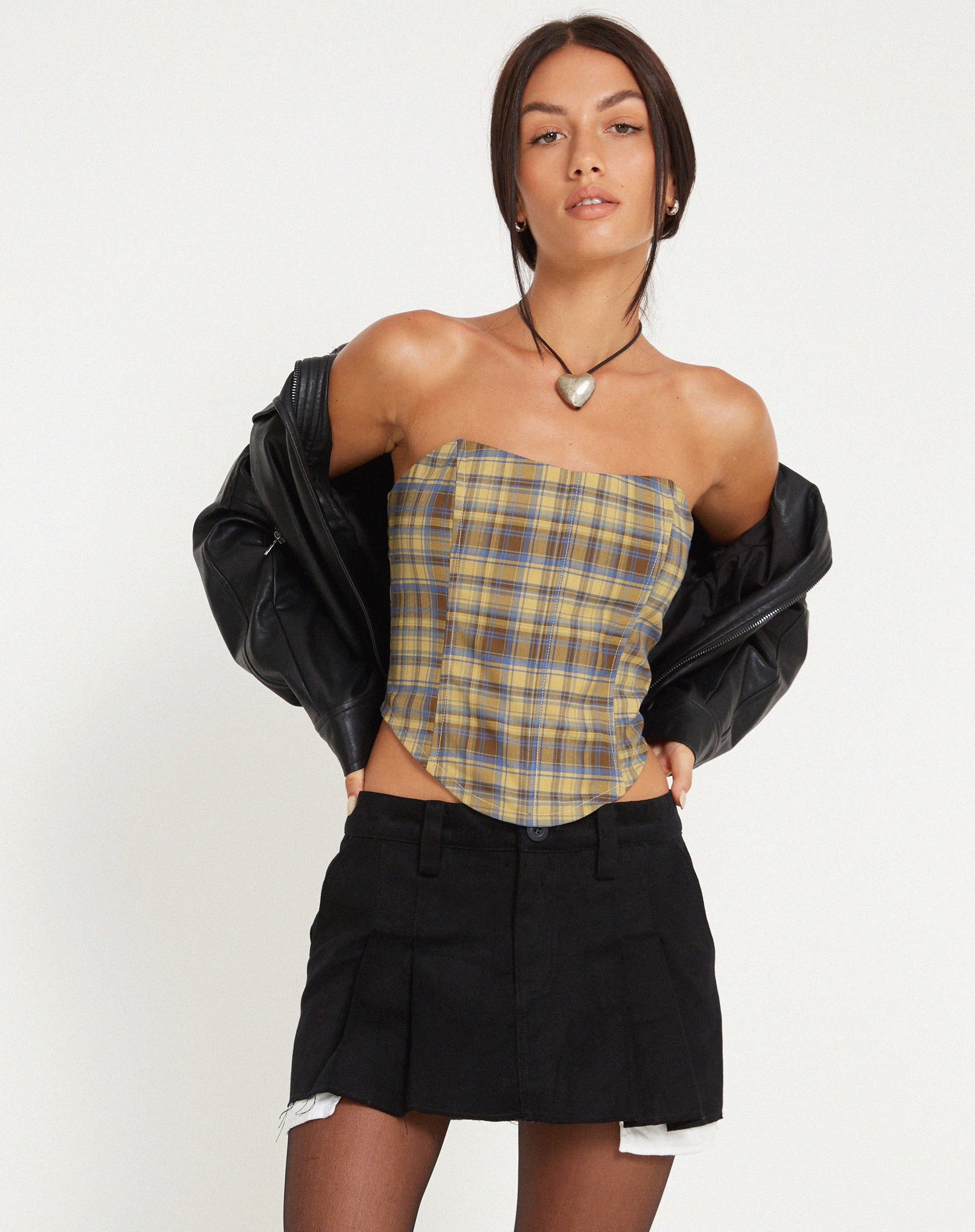 Imagen de Kayashi Corset Top in Blue Yellow Check