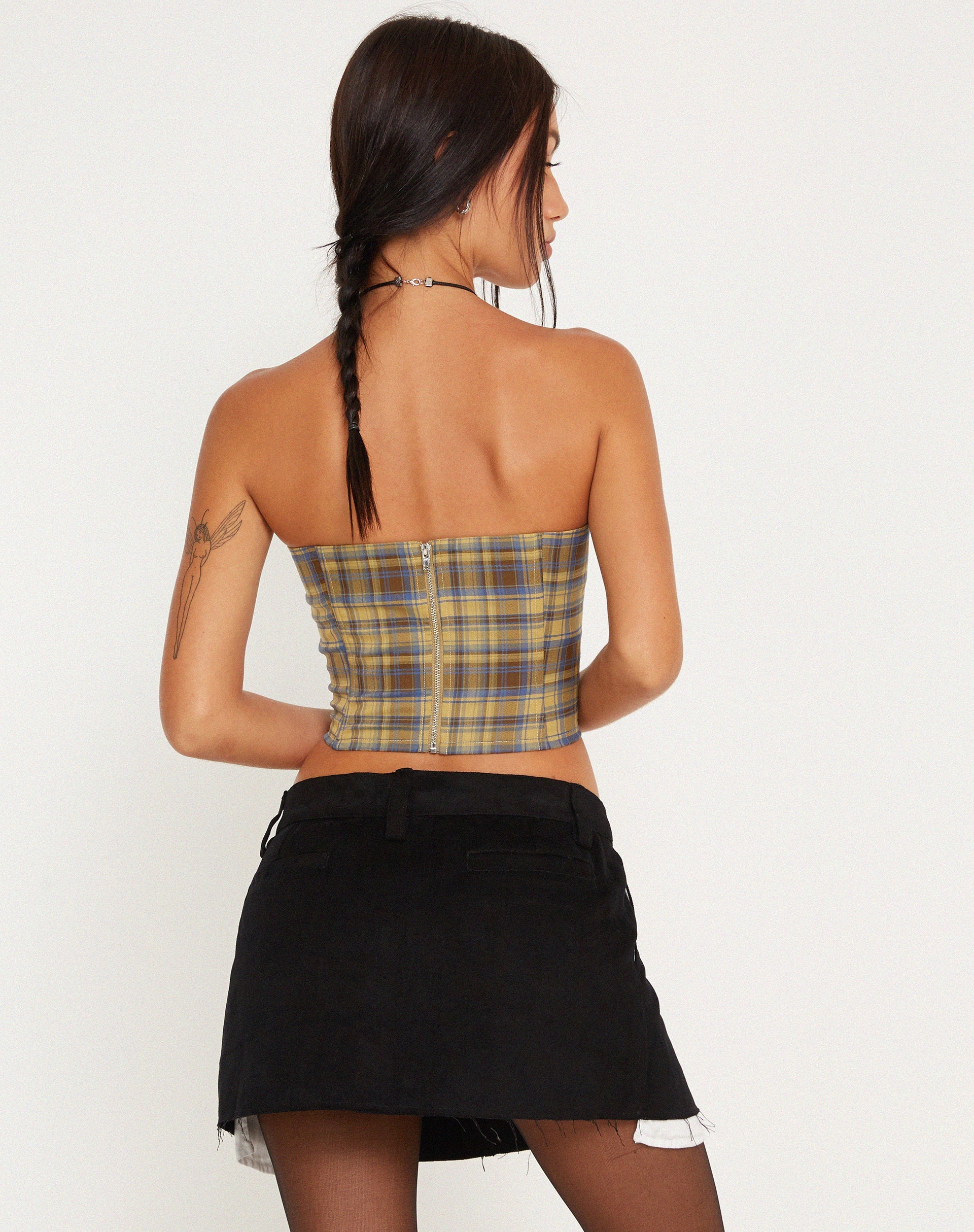 Imagen de Kayashi Corset Top in Blue Yellow Check