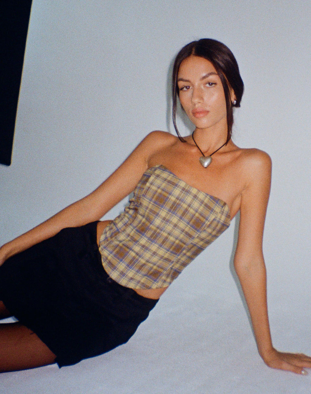 Top Corsé Kayashi en Azul Amarillo a Cuadros