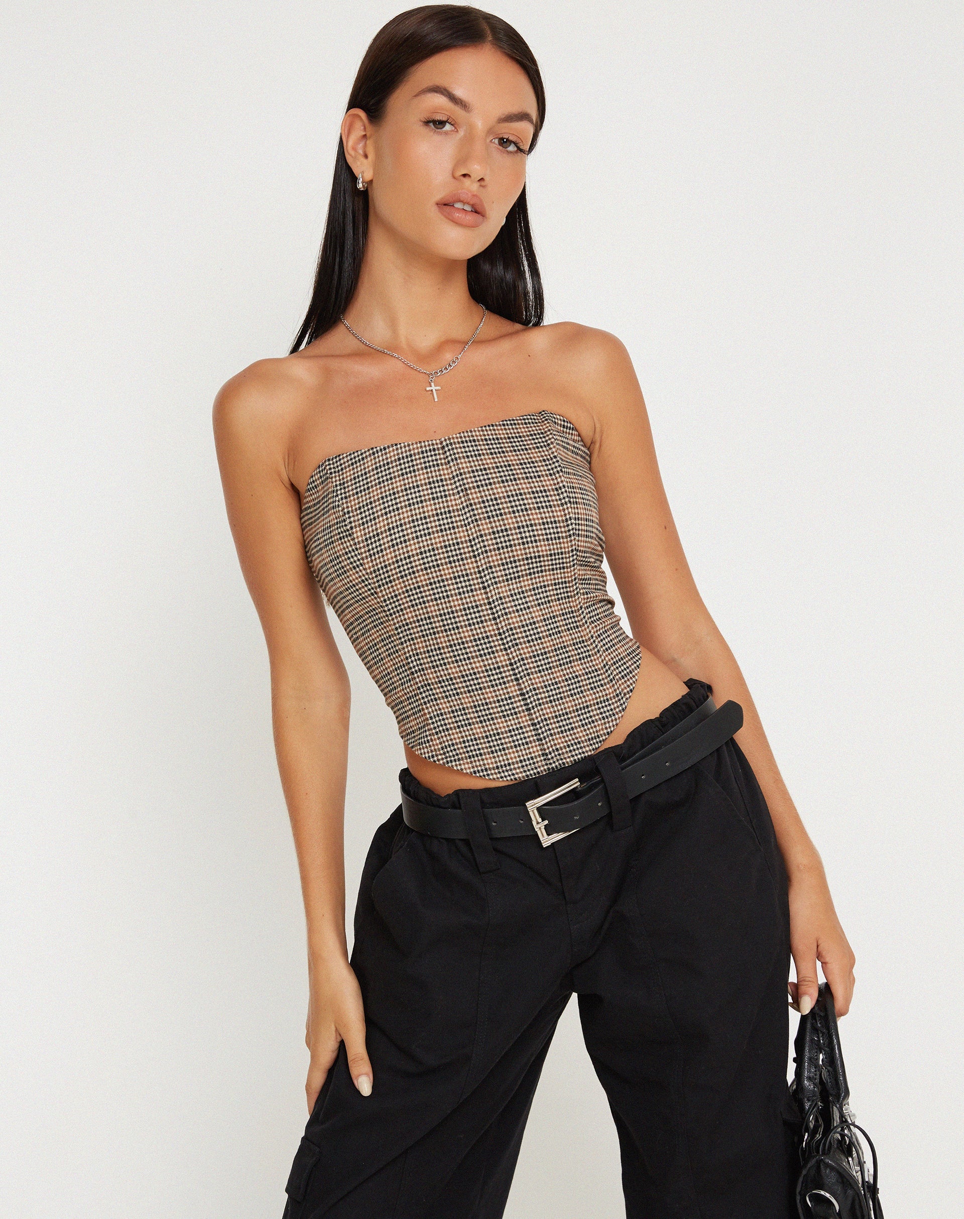 imagen de Kayashi Corset Top en Micro Brown Check